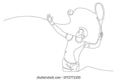 Continuous line tennis player. One lines draw design vector illustration.