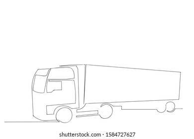 Continuous line ten-wheeled truck transportation design style hand drawn vector illustration