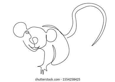 Continuous line text 2020 rat happy new year and happy christmas and cute mouse greeting vector illustration