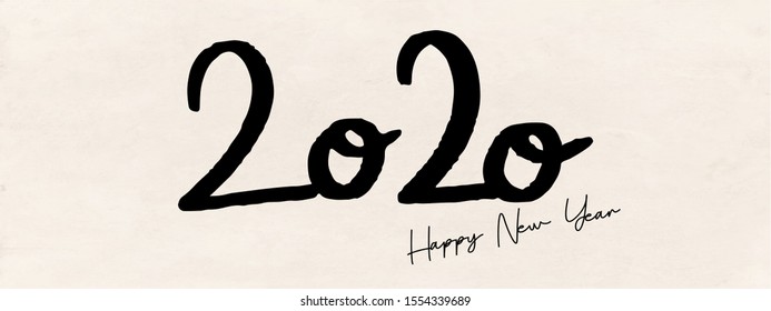 Continuous line text 2020 rat happy new year  and cute mouse greeting vector illustration