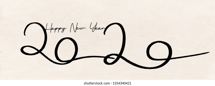 Continuous line text 2020 rat happy new year and cute mouse greeting vector illustration