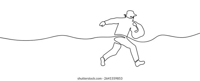 Continuous line, thief, robber Hand drawn vector art lines on transparent background. - Powered by Shutterstock - Get 15% off with code: PIKWIZARD15