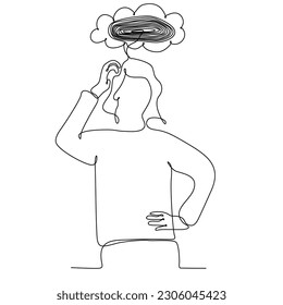 continuous line of thinking woman