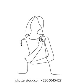 continuous line of thinking woman