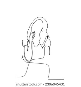 continuous line of thinking woman