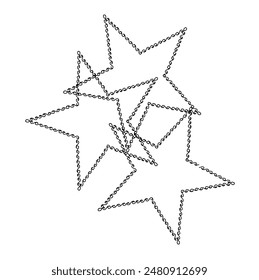 Continuous line of Three stars customer product rating review. vector illustration