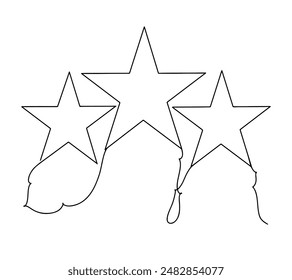 Línea continua de tres estrellas Cliente evaluación de la calificación del producto. Ilustración vectorial