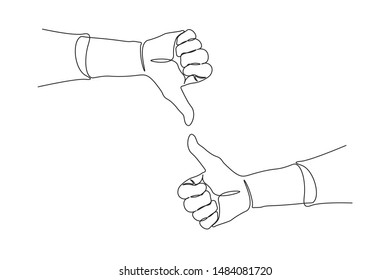 Continuous line thumbs up
Simple style, hand drawn
Vector illustration