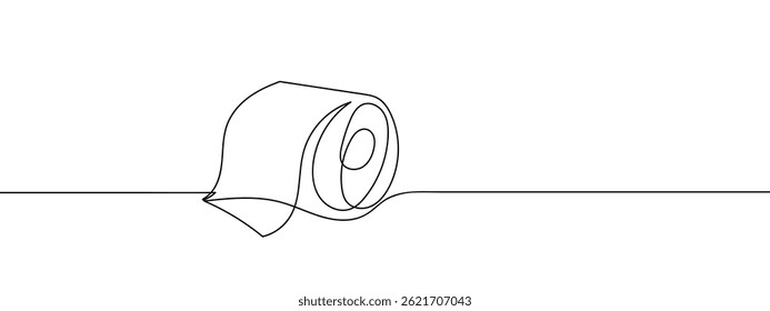 Línea continua, rollo de papel tisú Líneas simples, fondo transparente.