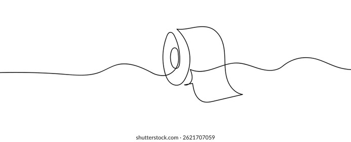 Línea continua, rollo de papel tisú Líneas simples, fondo transparente.