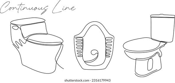 continuous line toilet bundle set white background