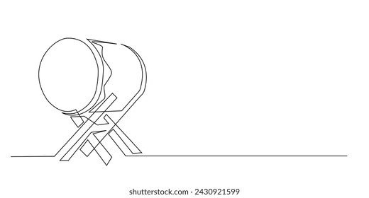continuous line of traditional drum drums of Islamic religion. Vector illustration of one line of Islamic religious drum drums.single line vector illustration.isolated white background