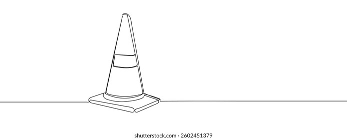 Continuous line traffic cone with transparent background.