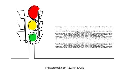 continuous line traffic light.single line red,yellow and green light vector .single line traffic light vector