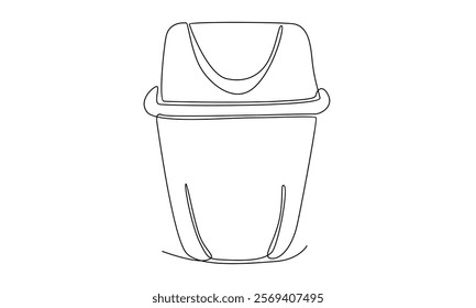 continuous line of trash can illustration