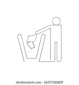 continuous line Trash icon vector. trash can icon. delete sign and symbol.