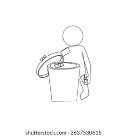  continuous line Trash icon vector. trash can icon. delete sign and symbol.