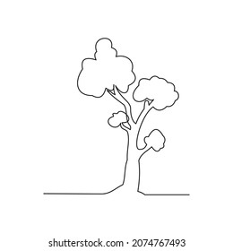 continuous line for tree or plant on a white background