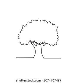 continuous line for tree or plant on a white background