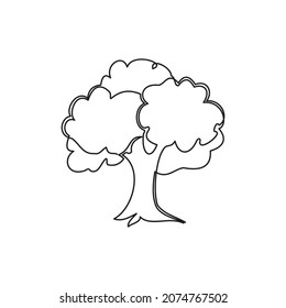 línea continua para árbol o planta sobre fondo blanco