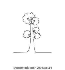 continuous line for tree or plant on a white background