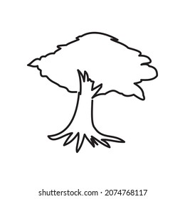 línea continua para árbol o planta sobre fondo blanco