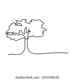 continuous line for tree or plant on a white background