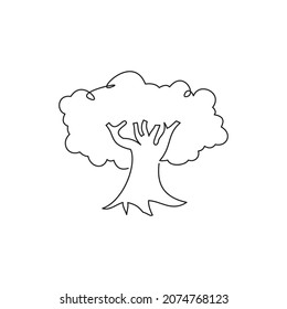 línea continua para árbol o planta sobre fondo blanco