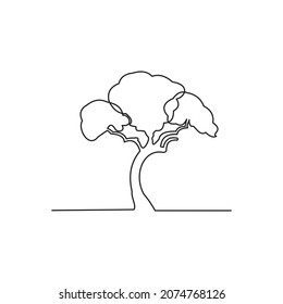 continuous line for tree or plant on a white background