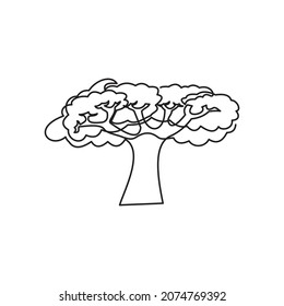 continuous line for tree or plant on a white background