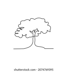 continuous line for tree or plant on a white background