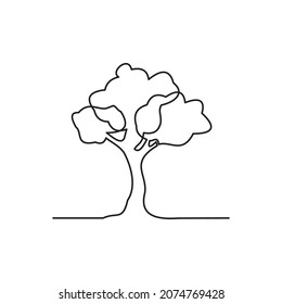 línea continua para árbol o planta sobre fondo blanco