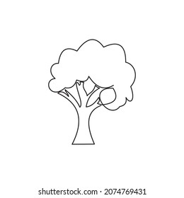 continuous line for tree or plant on a white background