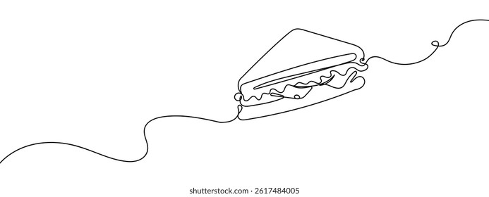 Continuous line, triangle sandwich Simple lines, transparent background.