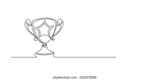 continuous line of trophies. single line drawing of trophy isolated on white background. trophy award to the winner of the competition