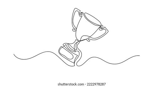 continuous line of trophies. single line drawing of trophy isolated on white background. trophy award to the winner of the competition