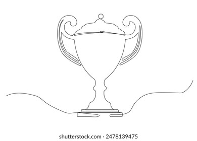 continuous line of trophies. single line drawing of trophy isolated on white background. trophy award to the winner of the competition.
