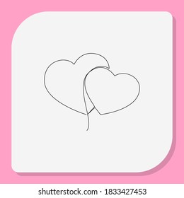 Kontinuierliche Linie, Zwei Herz. Zeichnen von Set Love. (Vektorgrafik: eine Zeilenzeichnung)