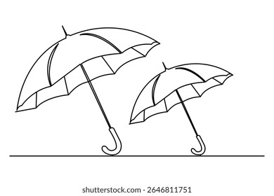 Continuous line umbrella icon in simple modern outline style