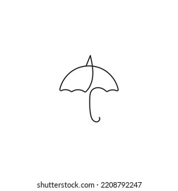Continuous line umbrella. a minimalistic umbrella line monoline logo vector icon illustration