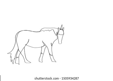 Continuous line unicorn horse animal fairy tale style hand drawn design vector illustration