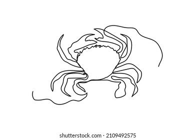 continuous line vector art drawing crab white background
