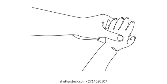 continuous line vector design of adult and small child's hands