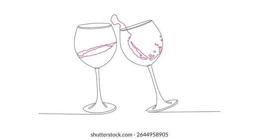 Continuous line vector design illustration of wine drink, for drinking together, cheers 