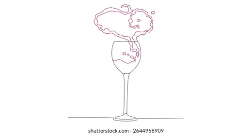 Continuous line vector design illustration of wine drink, for drinking together, cheers 