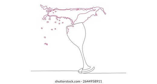 Continuous line vector design illustration of wine drink, for drinking together, cheers 