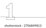 Continuous line vector design of number 1 with vector. Number one continuous one line drawing of number 1.  One line drawing of number five icon.