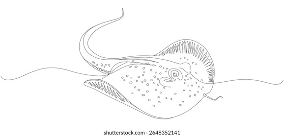 continuous line vector design of stingray fish