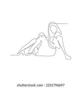 continuous line vector design of woman in style
