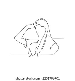 continuous line vector design of woman in style